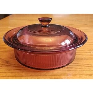 Corning USA Vision Cranberry V-30-B 24 oz. Casserole Dish & Lid 15 Pyrex V 1 C